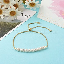 Natural Pearl Beads Slider Bracelets&nbsp;BJEW-JB06572