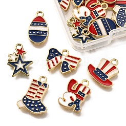 24Pcs 6 Styles Independence Day Alloy Enamel Pendants&nbsp;ENAM-FP0002-31