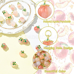 10Pcs 2 Styles Natural Agate Peach Charms&nbsp;KK-CJ0003-24
