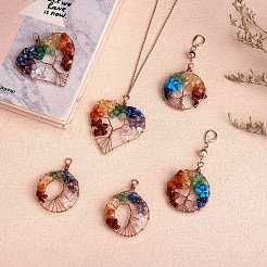 6Pcs 3 Styles Natural Gmestone Copper Wire Big Pendants&nbsp;FIND-SZ0002-72
