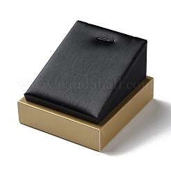 Wood Coverd with PU Leather Slant Back Pendant Necklace Display Pedestals&nbsp;ODIS-C010-03