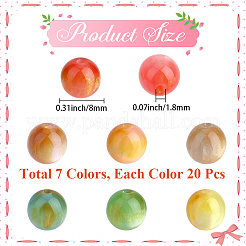 140Pcs 7 Colors Transparent Resin Beads&nbsp;RESI-PA0001-37A