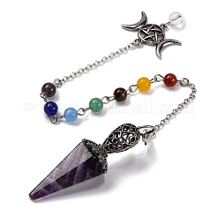 Natural Amethyst Pointed Hexagonal Cone Dowsing Pendulums&nbsp;G-Q184-03E-AS