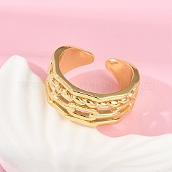 Oval Chain Brass Open Cuff Rings for Unisex&nbsp;RJEW-G343-03G