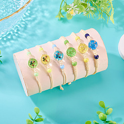 6Pcs 6 Styles Glass Bead Braided Bead Bracelets&nbsp;BJEW-TA0001-21