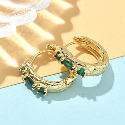 Brass Micro Pave Cubic Zirconia Hoop Earrings&nbsp;EJEW-A132-18G
