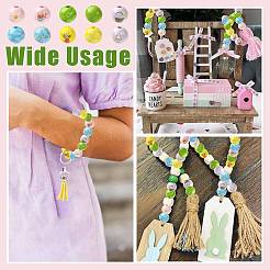 40Pcs 10 Colors Easter Theme Printed Wood Beads&nbsp;WOOD-FS0002-55A