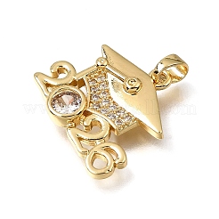 Brass Micro Pave Clear Cubic Zirconia Pendants&nbsp;KK-CBAA632-30G