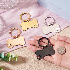 4Pcs 4 Styles Stainless Steel Keychains&nbsp;KEYC-TA0004-81A
