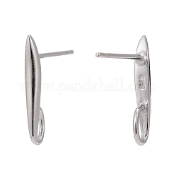 Anti-Tarnish Rhodium Plated 925 Sterling Silver Stud Earring Findings&nbsp;STER-K168-118P