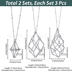 6Pcs 2 Styles Stainless Steel Braided Chain Macrame Pouch Empty Stone Holder Pendant Necklace Making&nbsp;NJEW-SC0001-46