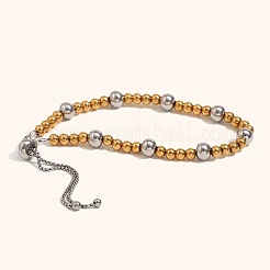 Two Tone 304 Stainless Steel Round Beaded Bracelets for Women&nbsp;NS2448