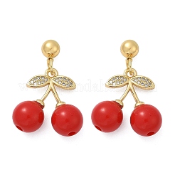 Cherry Brass Cubic Zirconia Dangle Stud Earrings&nbsp;EJEW-Q036-05G
