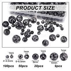 179pcs 4 Sizes Synthetic Snowflake Obsidian Beads&nbsp;G-AR0005-39