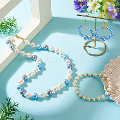 150Pcs 3 Styles Baking Paint Pearlized Glass Pearl Round Beads&nbsp;HY-TADJ0001-01B