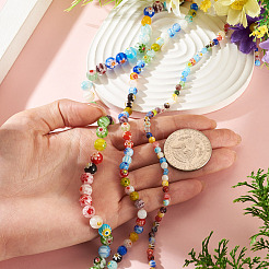 3 Strands 3 Styles Handmade Millefiori Glass Round Bead Strands&nbsp;LAMP-TA0002-68