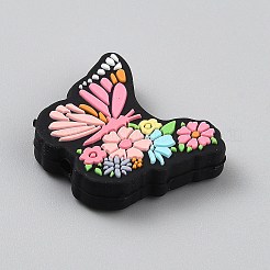 Butterfly with Flower Food Grade Eco-Friendly Silicone Beads&nbsp;SIL-CJC0012-07B