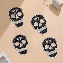 7Pcs Skull Glitter Resin Hotfix Rhinestone&nbsp;DIY-GF0014-22A
