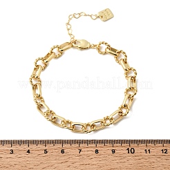 Brass Oval & Twist Ring Link Chain Bracelets for Women&nbsp;BJEW-F531-06G