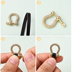 Brass Micro Pave Clear Cubic Zirconia D-Ring Anchor Shackle Clasps&nbsp;ZIRC-S066-052-NF