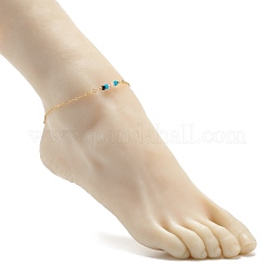 Natural Dyed Malaysia Jade Link Anklets for Women&nbsp;AJEW-AN00474-03