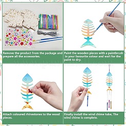 DIY Wood & Aluminium Round Tube Wind Chime Making Kits&nbsp;DIY-WH20038-010