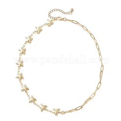 Ocean 304 Stainless Steel Starfish Link Chain and Brass Paperclip Chain Necklaces for Women&nbsp;NJEW-JN05927