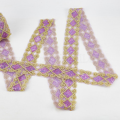 10 Yards Polyester Lace Ribbon with Paillette&nbsp;OCOR-WH0090-050B