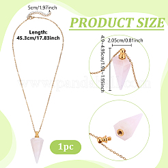 Natural Rose Quartz Faceted Cone Pendant Perfume Bottle Necklaces with 304 Stainless Steel Cable Chain&nbsp;NJEW-WH0002-266E