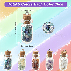 20Pcs 5 Styles Clear Glass Wishing Bottle with Mixed Gemstone Chip Inside Pendants&nbsp;FIND-SC0020-76