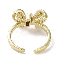 Brass Micro Pave Cubic Zirconia Open Cuff Ring&nbsp;RJEW-K256-58F-G