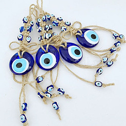 Flat Round with Evil Eye Glass Pendant Decorations&nbsp;EVIL-PW0002-07