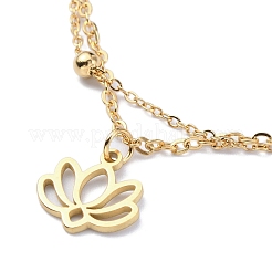 304 Stainless Steel Cable & Satellite Chains Double Layer Multi-strand Bracelet&nbsp;BJEW-E092-02G