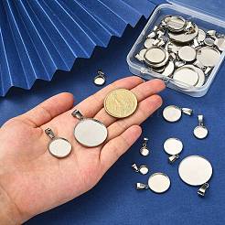35Pcs 7 Styles 304 Stainless Steel Pendant Cabonchon Settings&nbsp;STAS-CJ0002-16