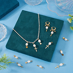 10Pcs 5 Styles Natural Freshwater Pearl & 304 Stainless Steel & 201 Stainless Steel Pendants&nbsp;PALLOY-TAC0267