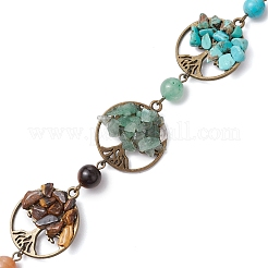 Chakra Natural Amethyst & Lapis Lazuli & Red Aventurine & Green Aventurine & Tiger Eye & Red Jasper & Synthetic Turquoise Home Hanging Decorations&nbsp;HJEW-JM02339