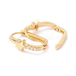 Star Cubic Zirconia Huggie Hoop Earrings&nbsp;EJEW-I260-14G-NR