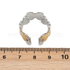 304 Stainless Steel Double Color Cuff Rings&nbsp;RJEW-S635-01GP-17