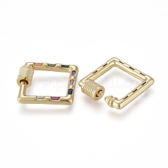 Brass Micro Pave Cubic Zirconia Screw Carabiner Lock Charms&nbsp;KK-K242-16G