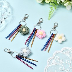 Aluminum Crochet Hooks & Cotton Knitting Flower Pendant Decorations&nbsp;HJEW-JM04326