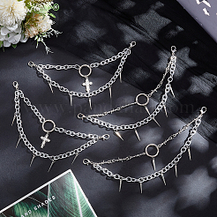 4Pcs 2 Styles Alloy Spiked Cone Cross Tassel Boot Strap Chains&nbsp;HJEW-DR00290