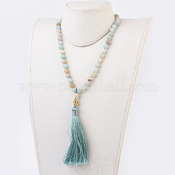 Natural Amazonite Buddha Mala Beads Necklaces&nbsp;NJEW-JN02129-03