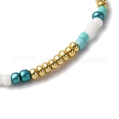 Handmade Evil Eye Lampwork & Glass Seed Beads Stretch Bracelets for Men Women&nbsp;BJEW-JB12361