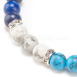 Natural Lapis Lazuli(Dyed) & Gemstone Round Beaded Bracelet for Women&nbsp;BJEW-JB08336-02