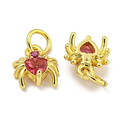 Rack Plating Brass Micro Pave Cubic Zirconia Spider Charms&nbsp;ZIRC-I065-02