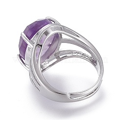 Adjustable Faceted Natural Amethyst Finger Rings&nbsp;RJEW-I068-B09-1