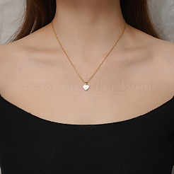 Natural White Shell 304 Stainless Steel Heart Pendant Necklaces for Women&nbsp;BL5235-2
