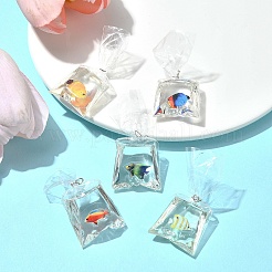 5Pcs 5 Colors Resin Pendants with Iron Jump Ring&nbsp;RESI-FS0001-70