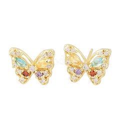 Brass Micro Pave Cubic Zirconia Stud Earrings for Women&nbsp;KK-A305-09G-02