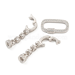 925 Sterling Silver Micro Pave Clear Cubic Zirconia Fold Over Clasps&nbsp;STER-U001-07P